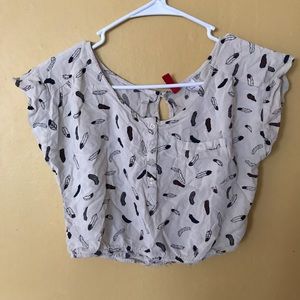Feather Print Crop Top